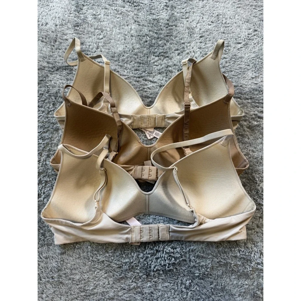 Victoria's Secret T-Shirt Wireless Bra 34B Nude/Beige 3-Pack Smooth Microfiber